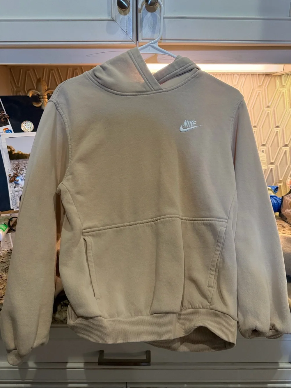 Nike Cream Pullover Hoodie with White Swoosh